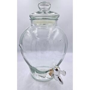 Apothecary Clear Glass Beverage Dispenser Drink Jar Container With Spigot Lid